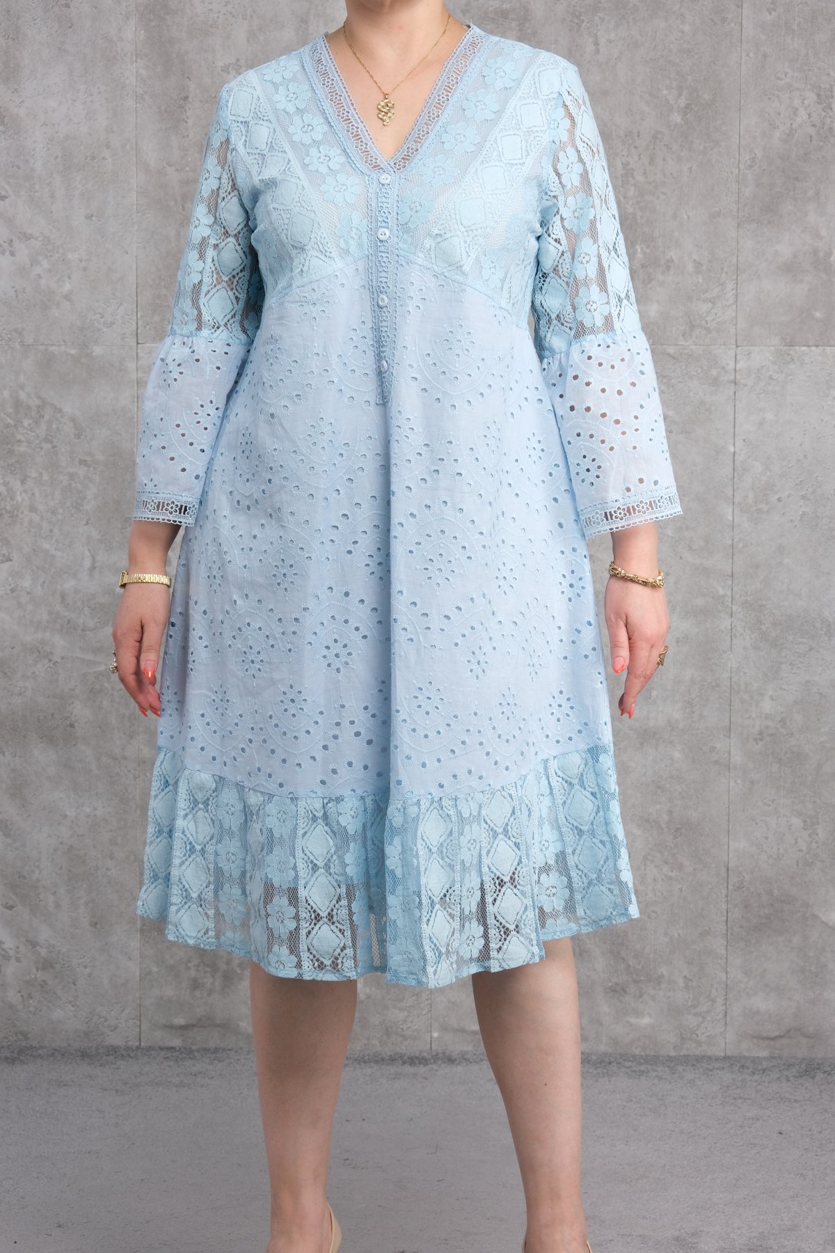 Plus Size Dress-Blue