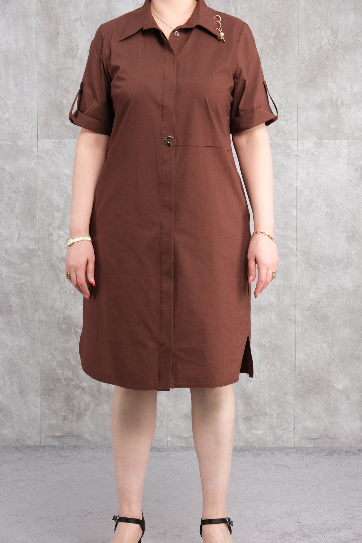 Супер баттал платье-Коричневый