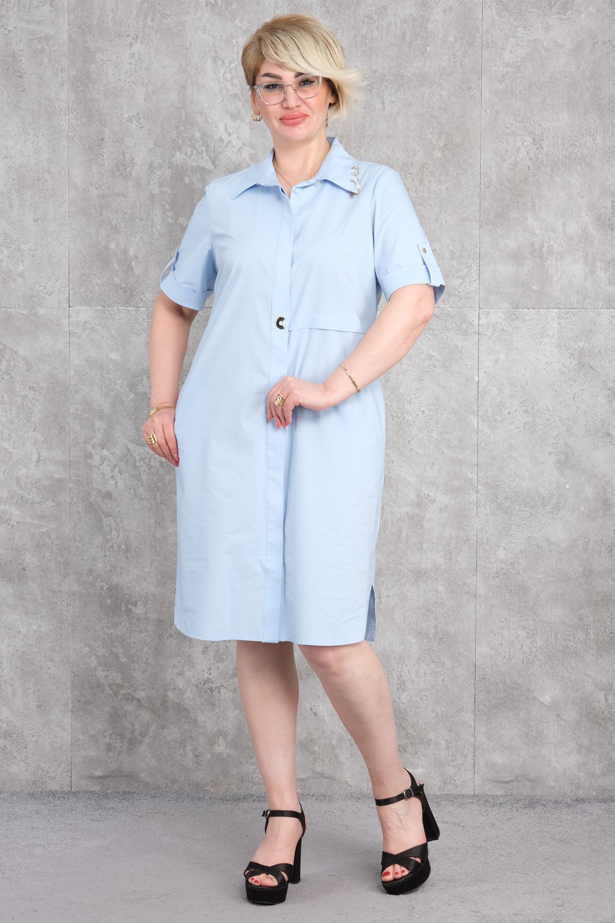 Plus Size Dress-Blue