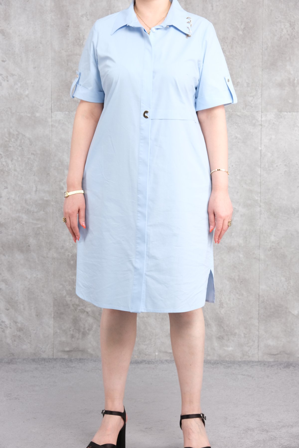 Plus Size Dress-Blue