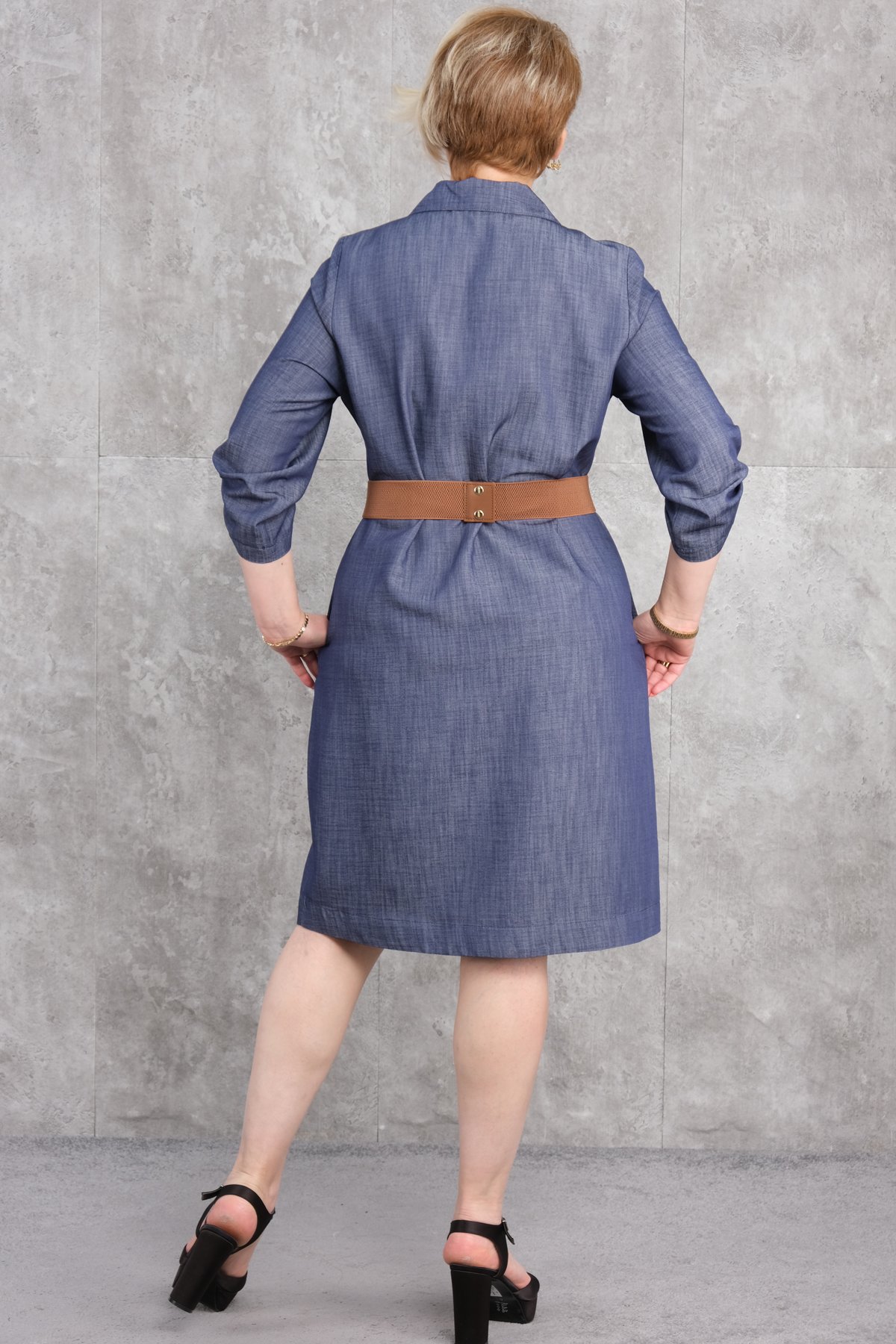 فستان مقاس كبير-الأزرق الغامق