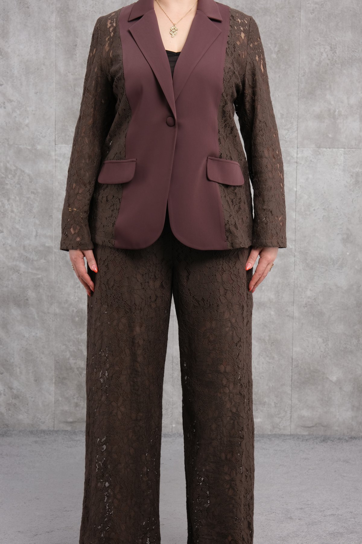 Büyük Beden İkili Takım-Kahverengi