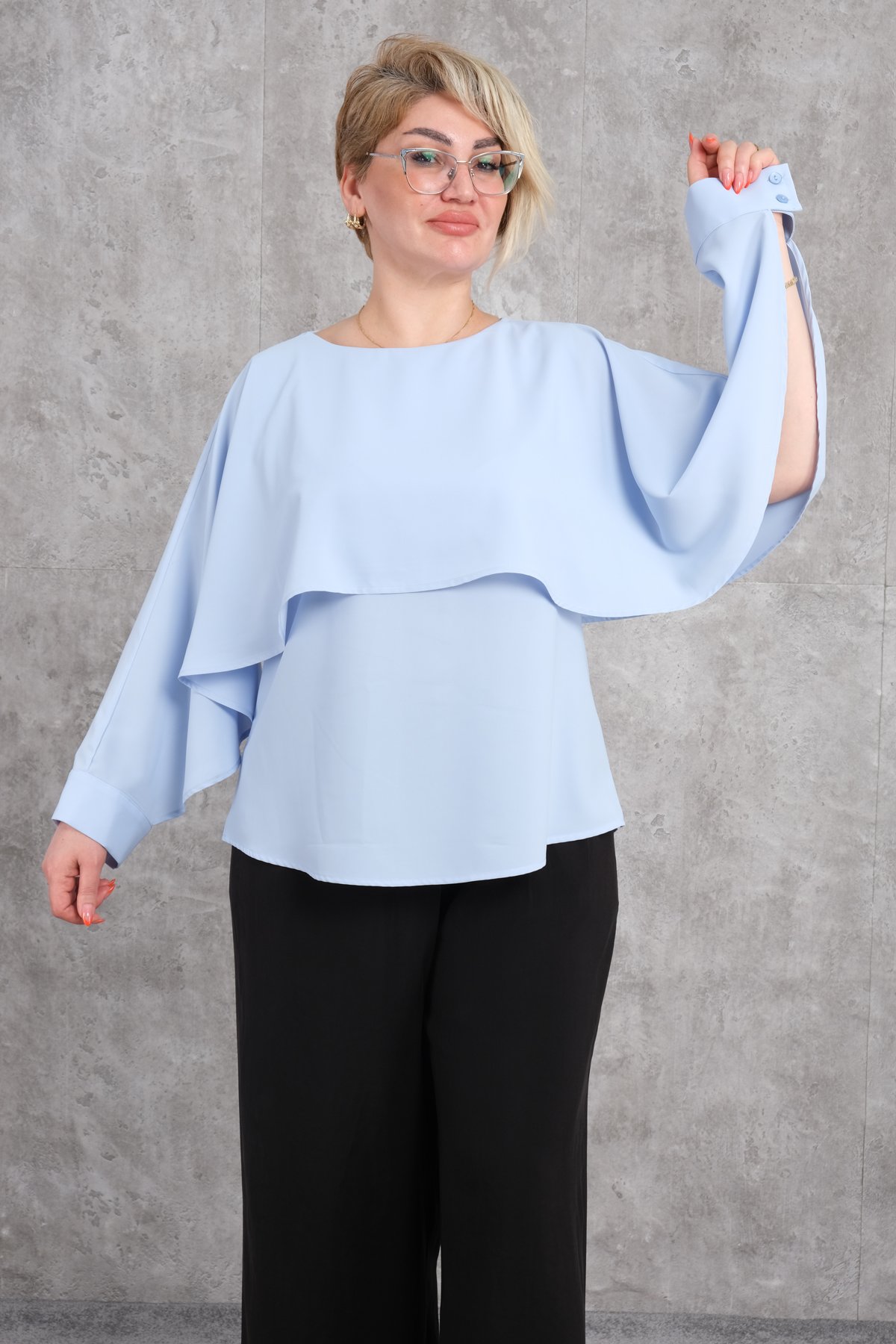 Plus Size Blouse-Blue