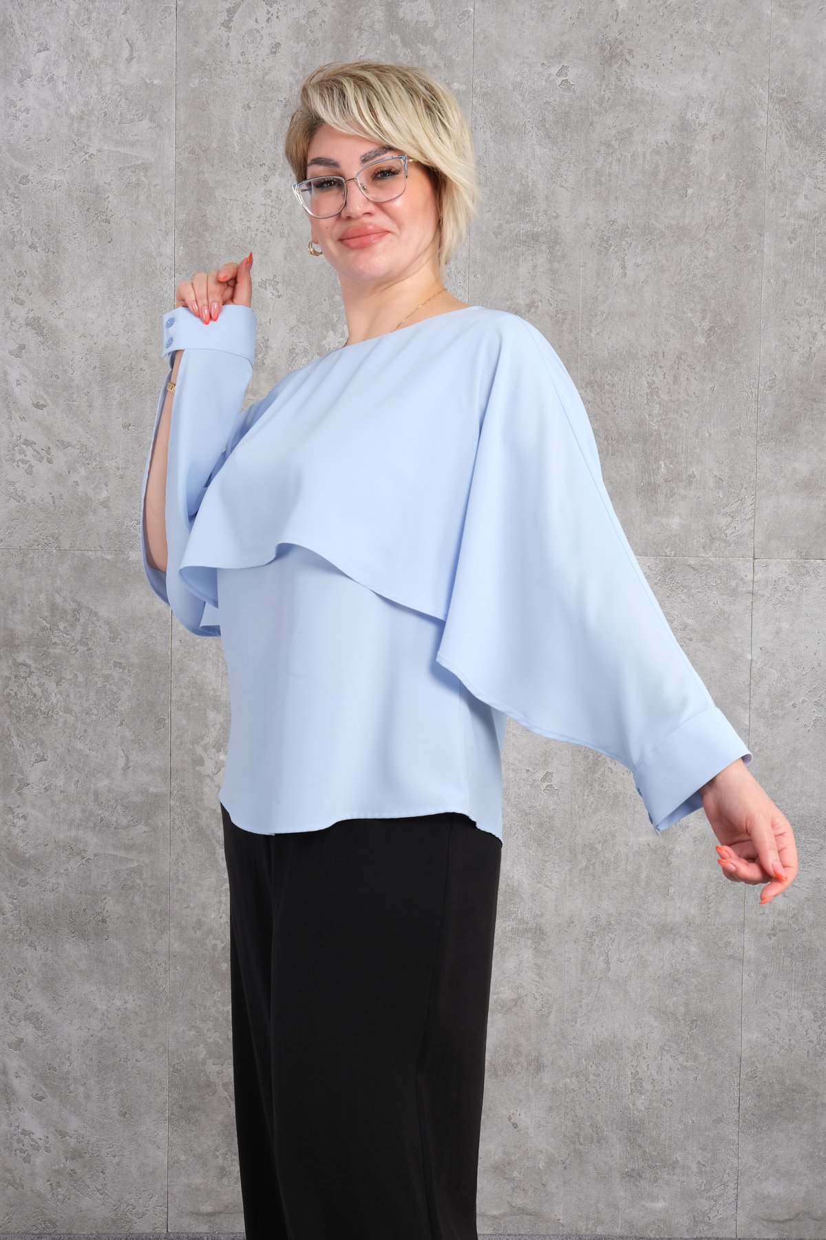Plus Size Blouse-Blue