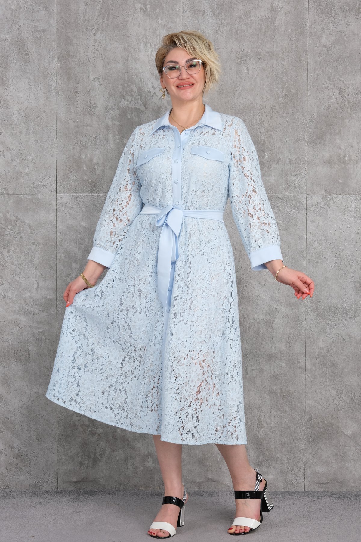 Платье больших размеров-Синий