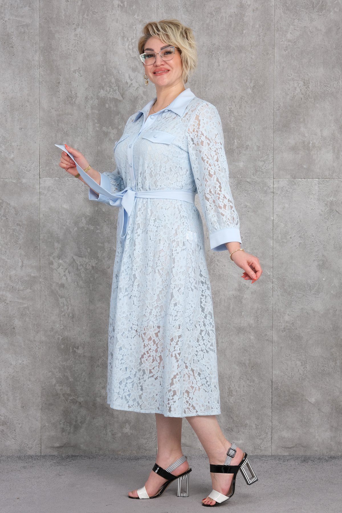 Платье больших размеров-Синий