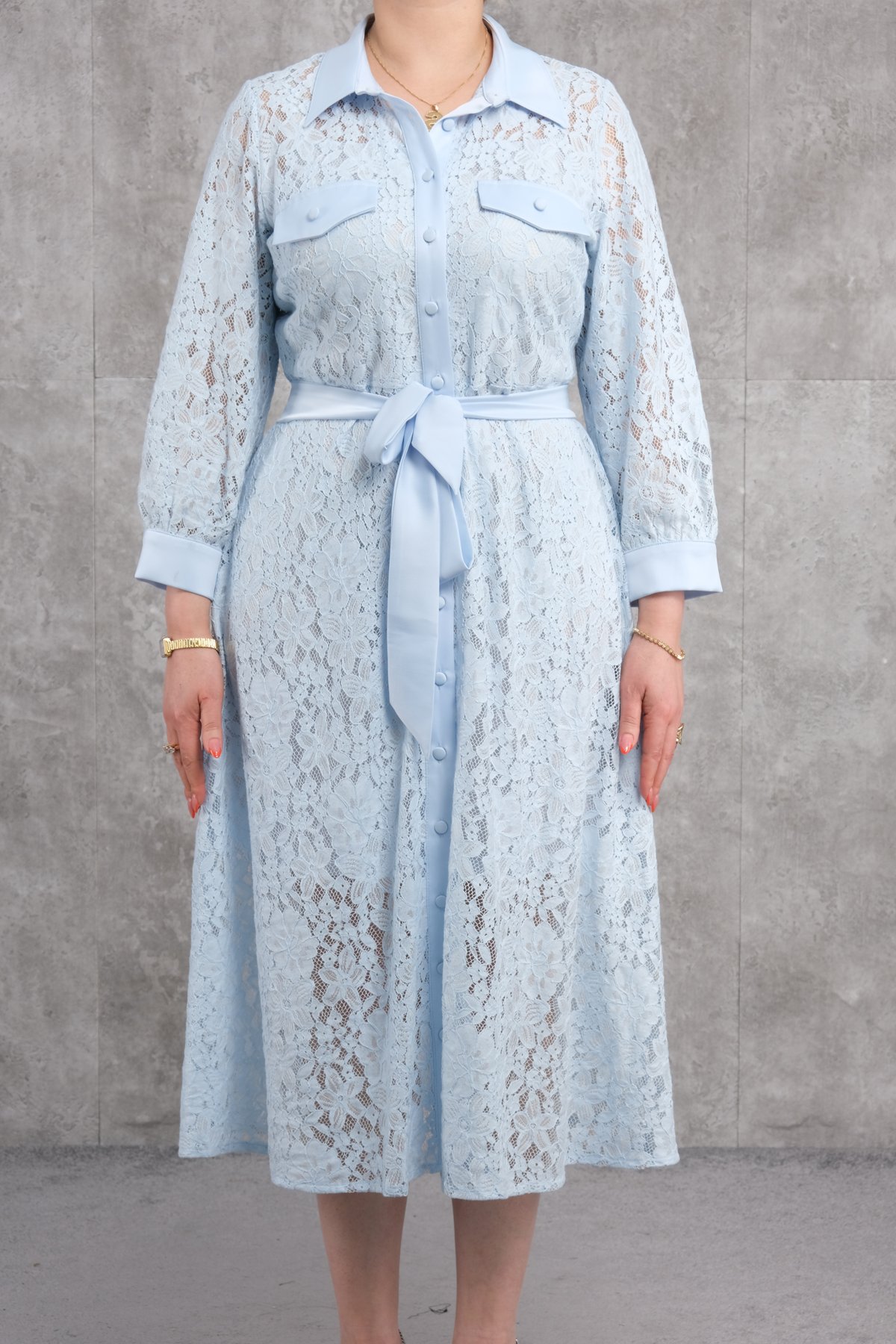 Платье больших размеров-Синий