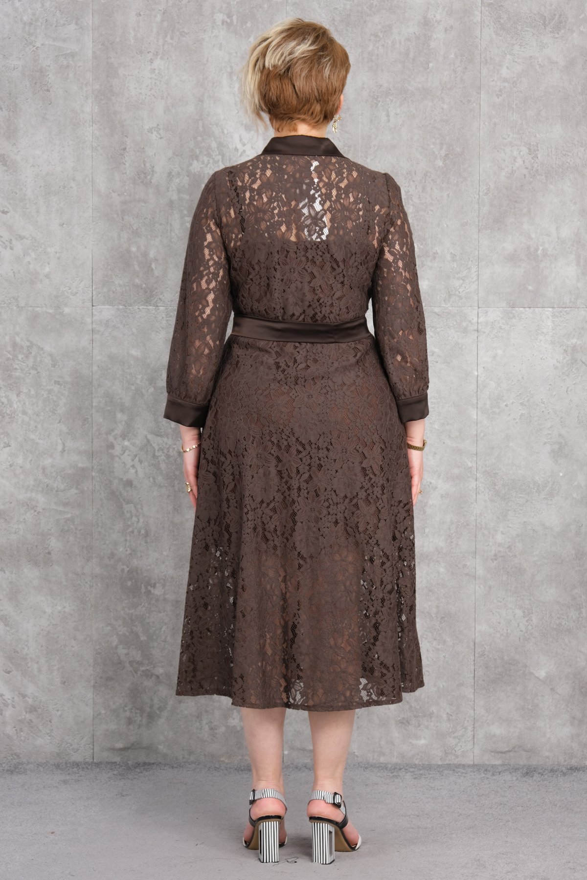 Plus Size Dress-Brown