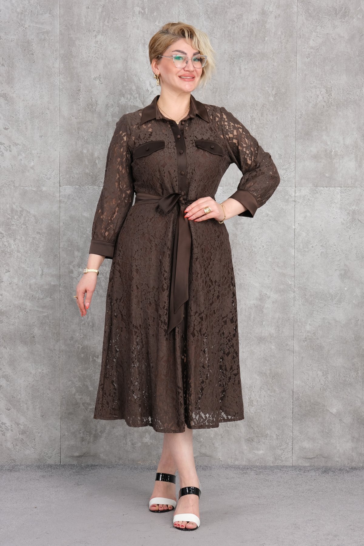 Super Plus Size Dress-Brown