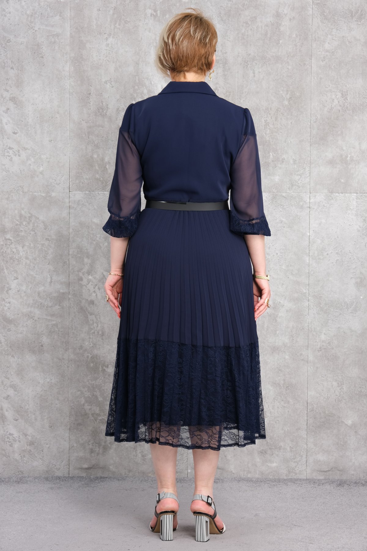 Платье больших размеров-Темно-синий