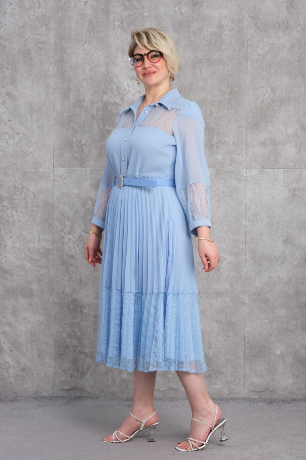 Платье больших размеров-Синий