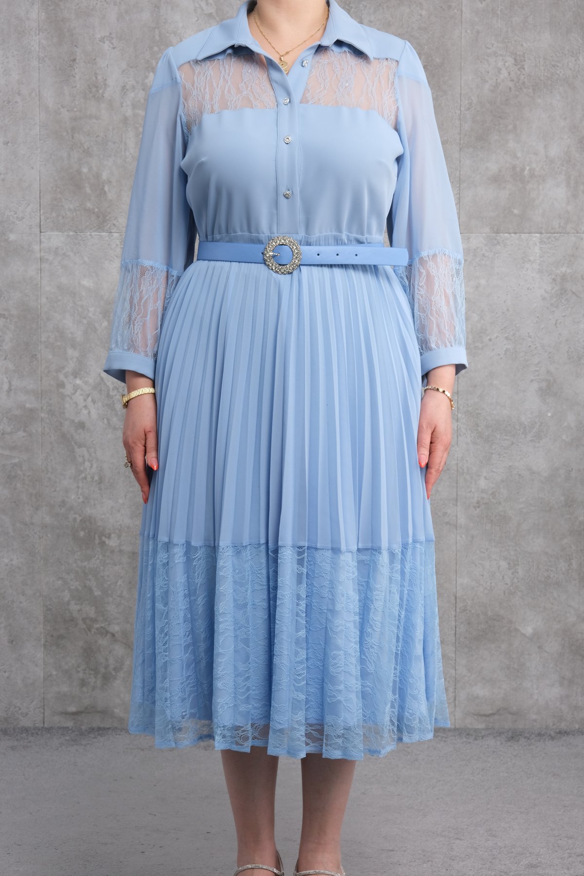 Платье больших размеров-Синий