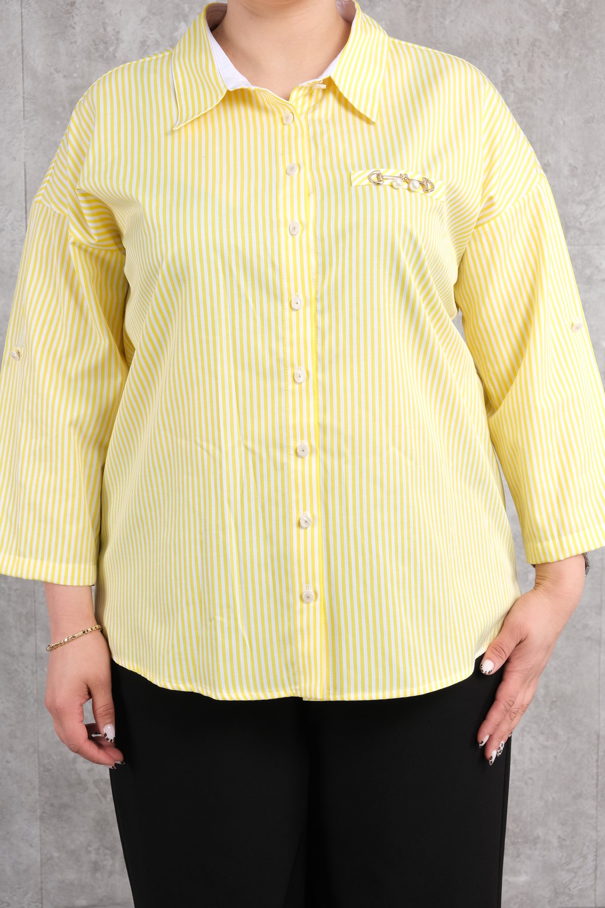 Рубашка больших размеров-Желтый