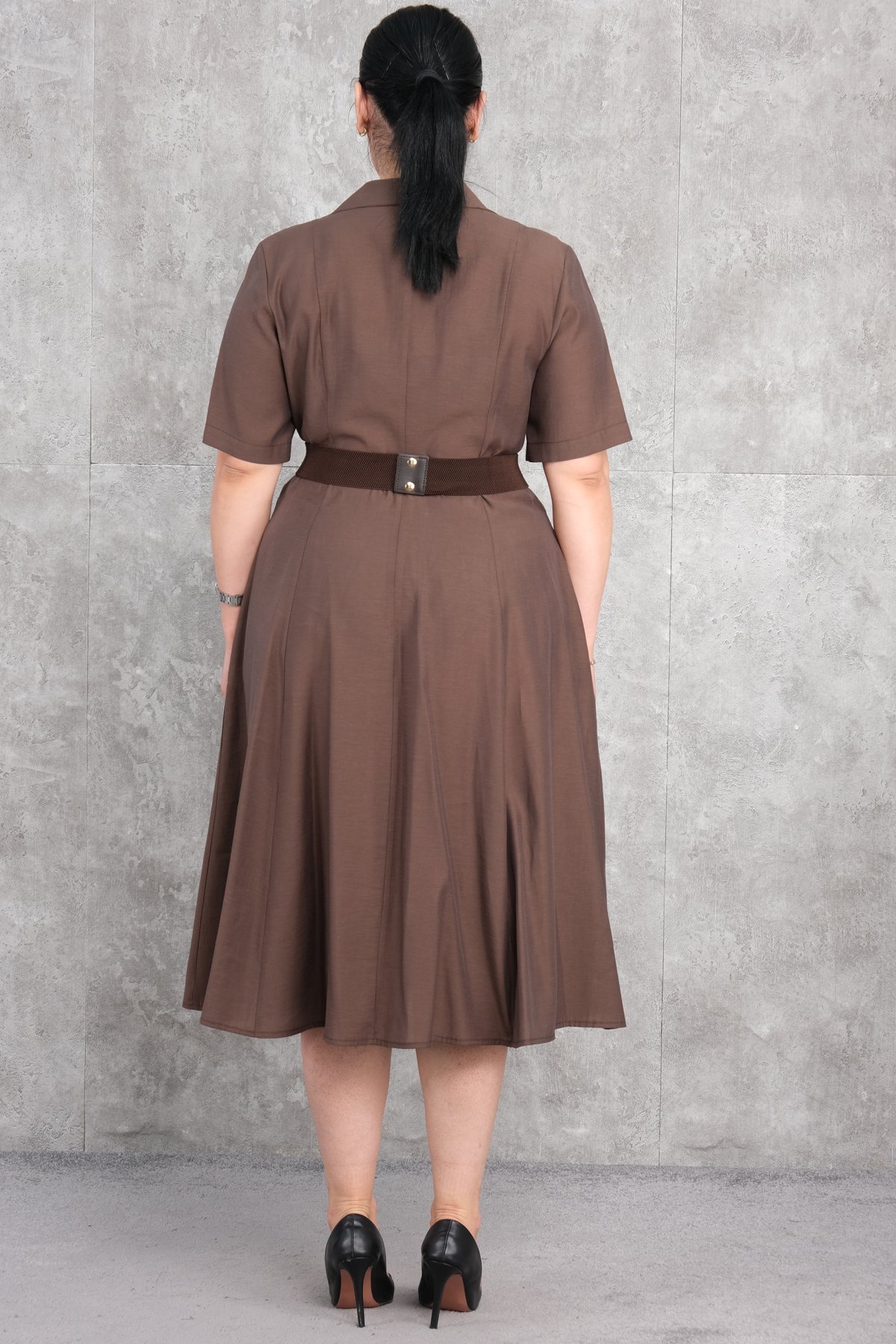 Plus Size Dress-Brown