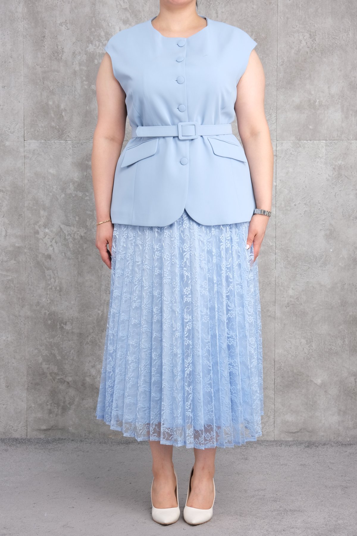 طقم من قطعتين مقاس كبير-الأزرق