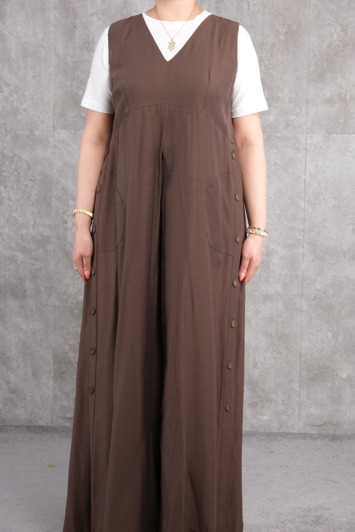 فستان مقاس كبير-البني