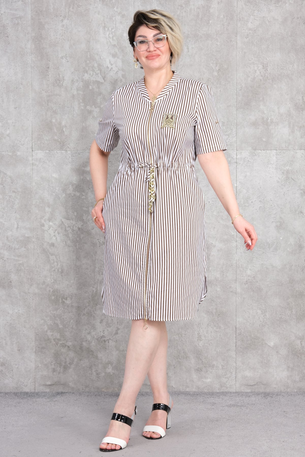 Платье больших размеров-Коричневый