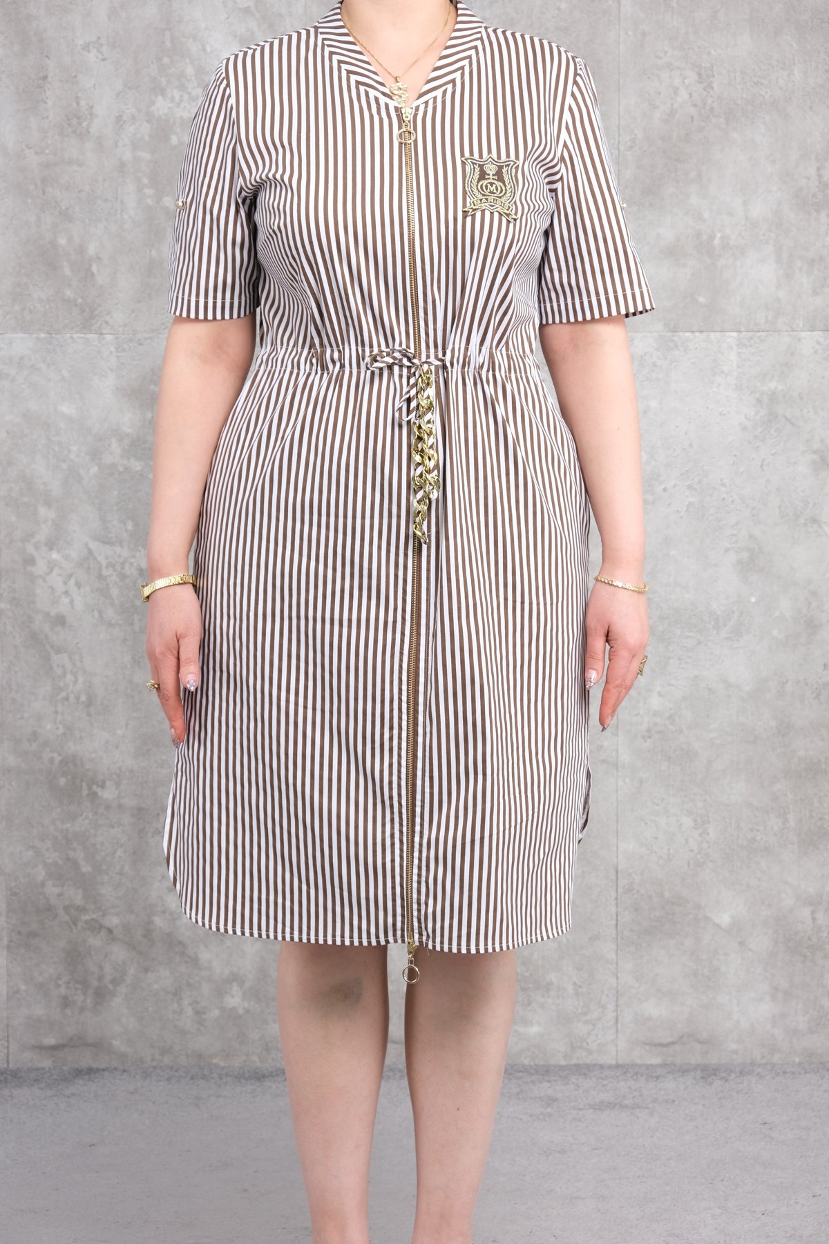 Платье больших размеров-Коричневый