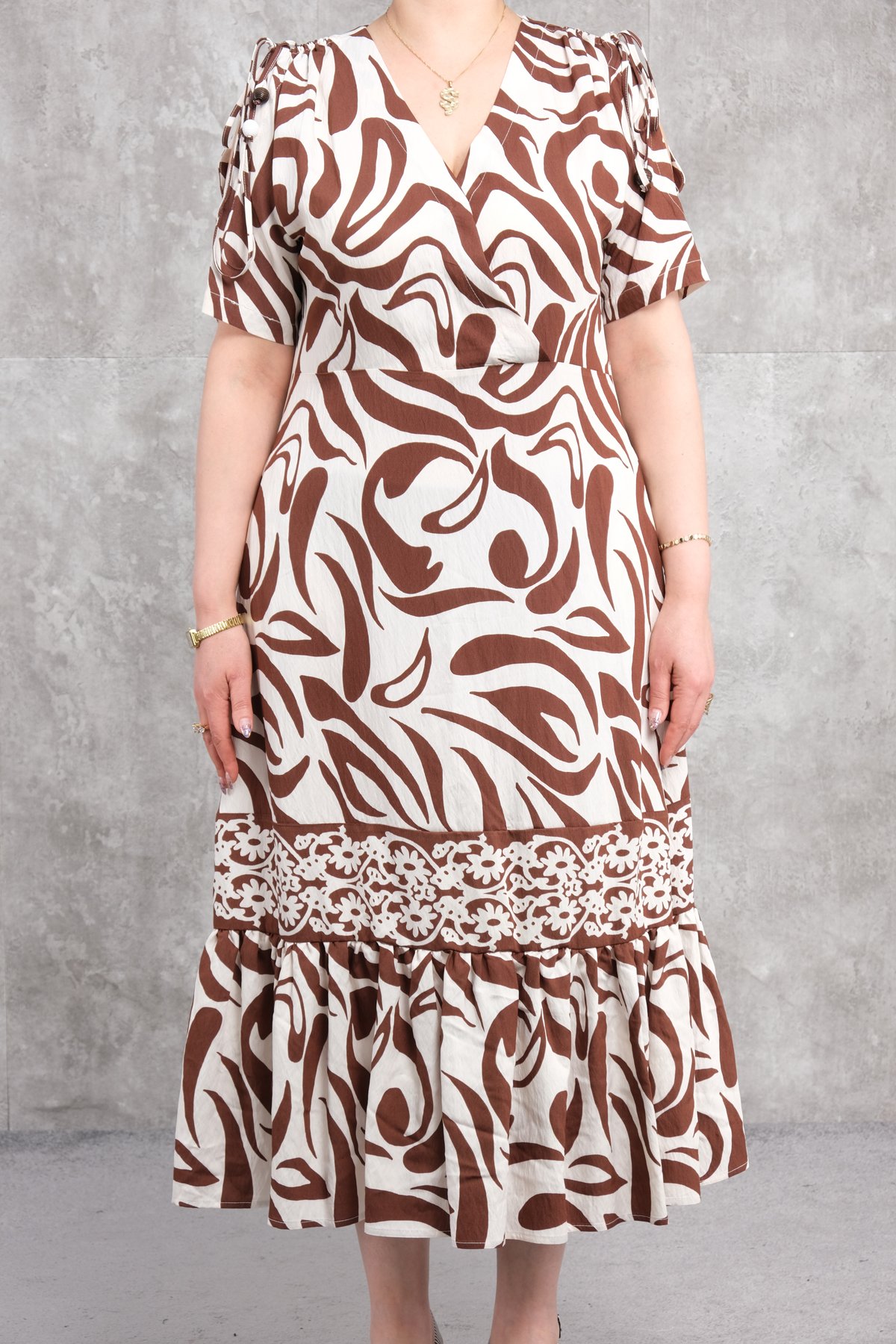 Платье больших размеров-Коричневый