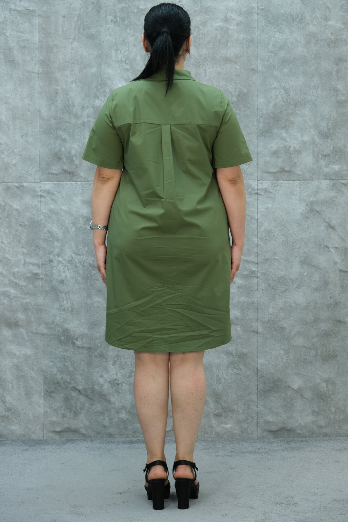 Büyük Beden Elbise-Haki