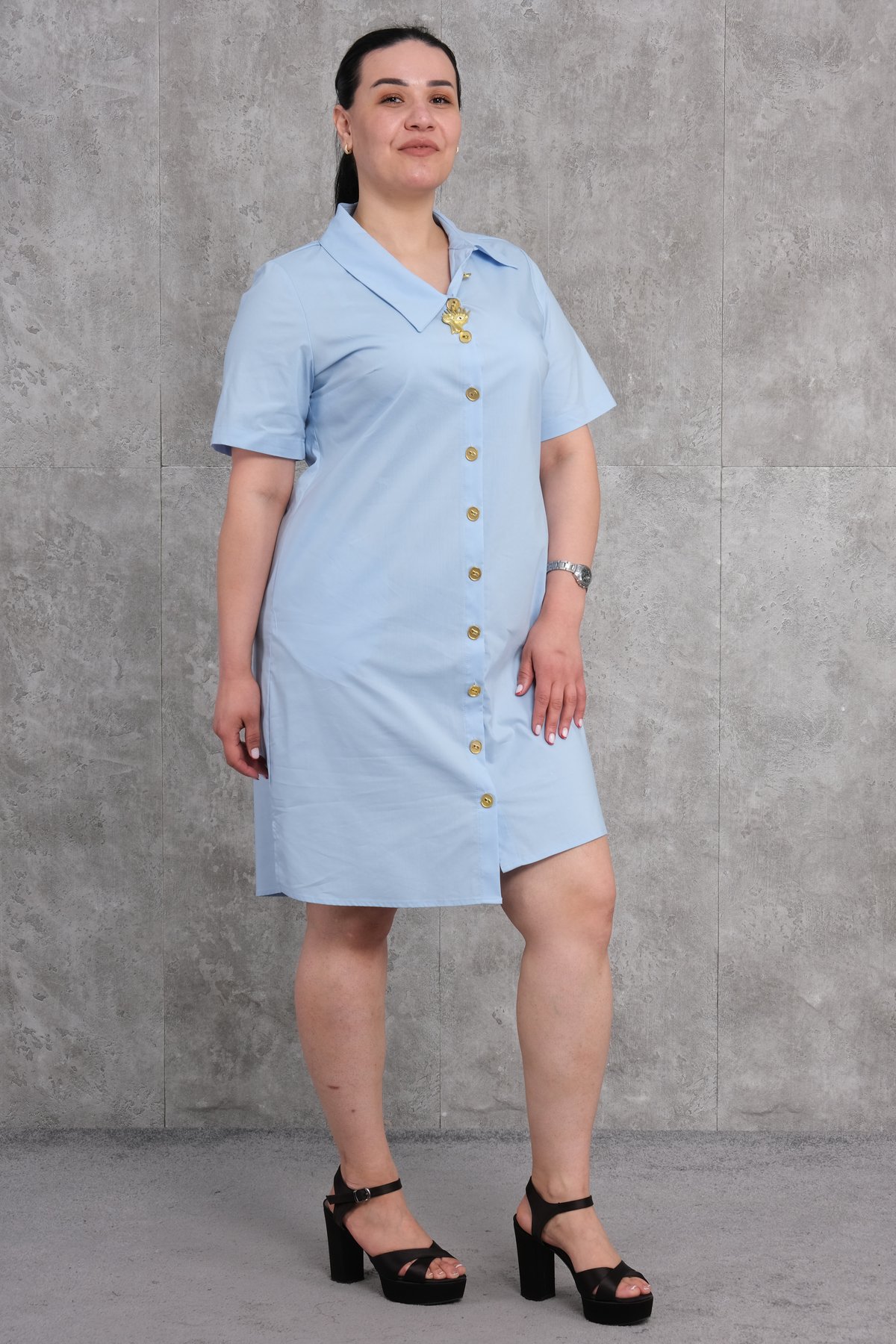 Платье больших размеров-Синий