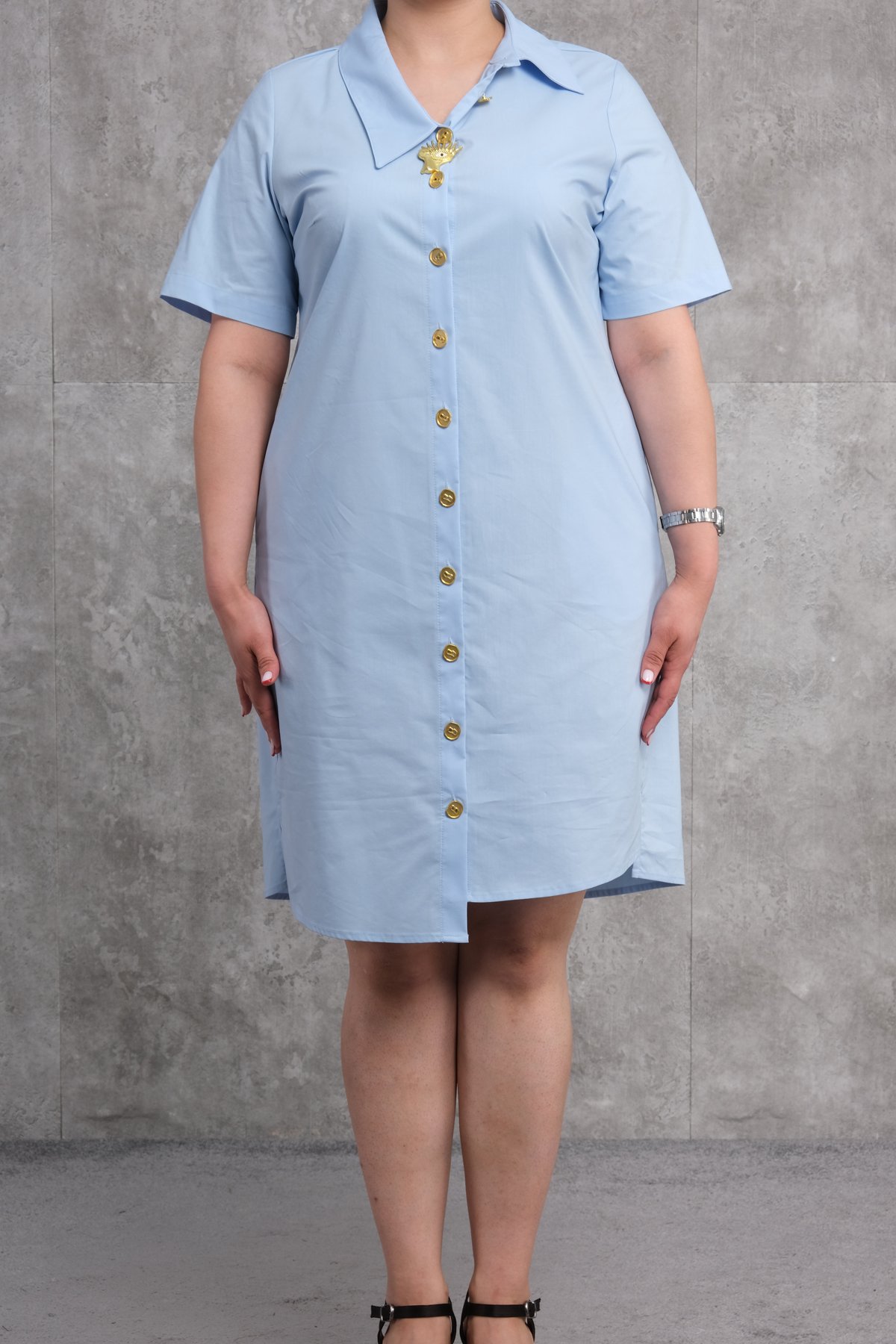 فستان بمقاسات سوبر كبيرة-الأزرق