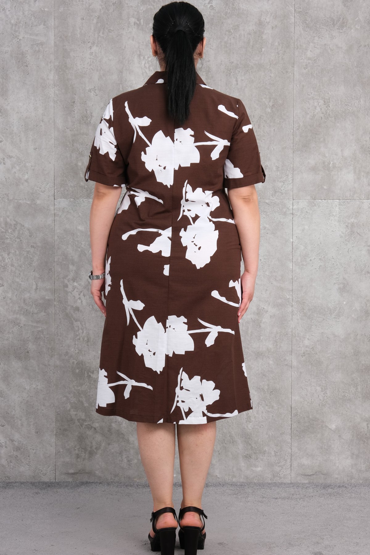 Plus Size Dress-Brown