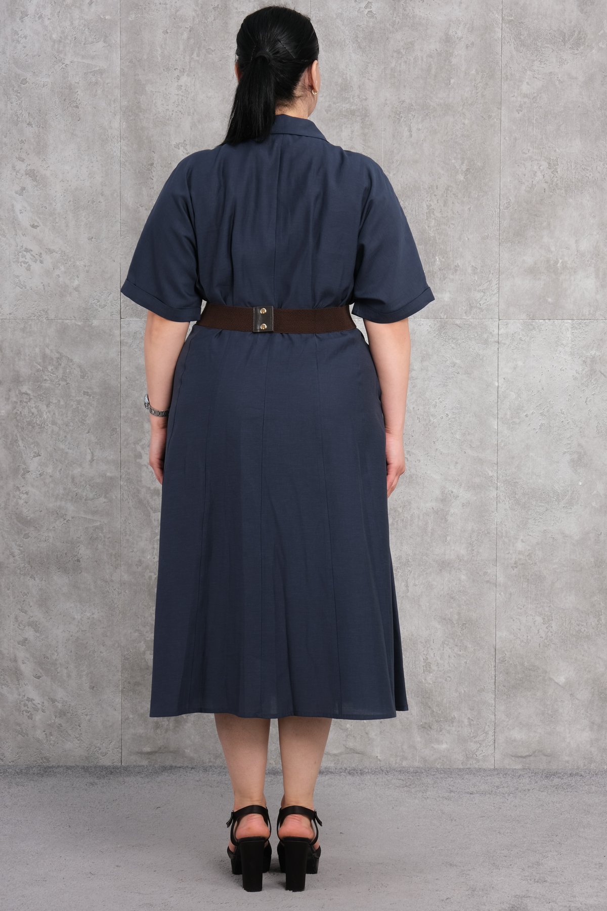 Büyük Beden Elbise-İndigo