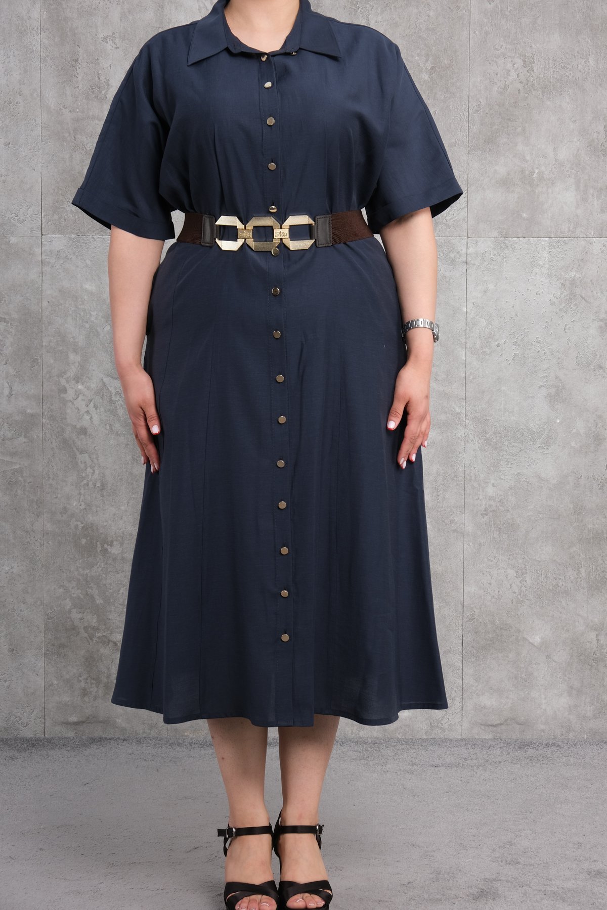 Büyük Beden Elbise-İndigo