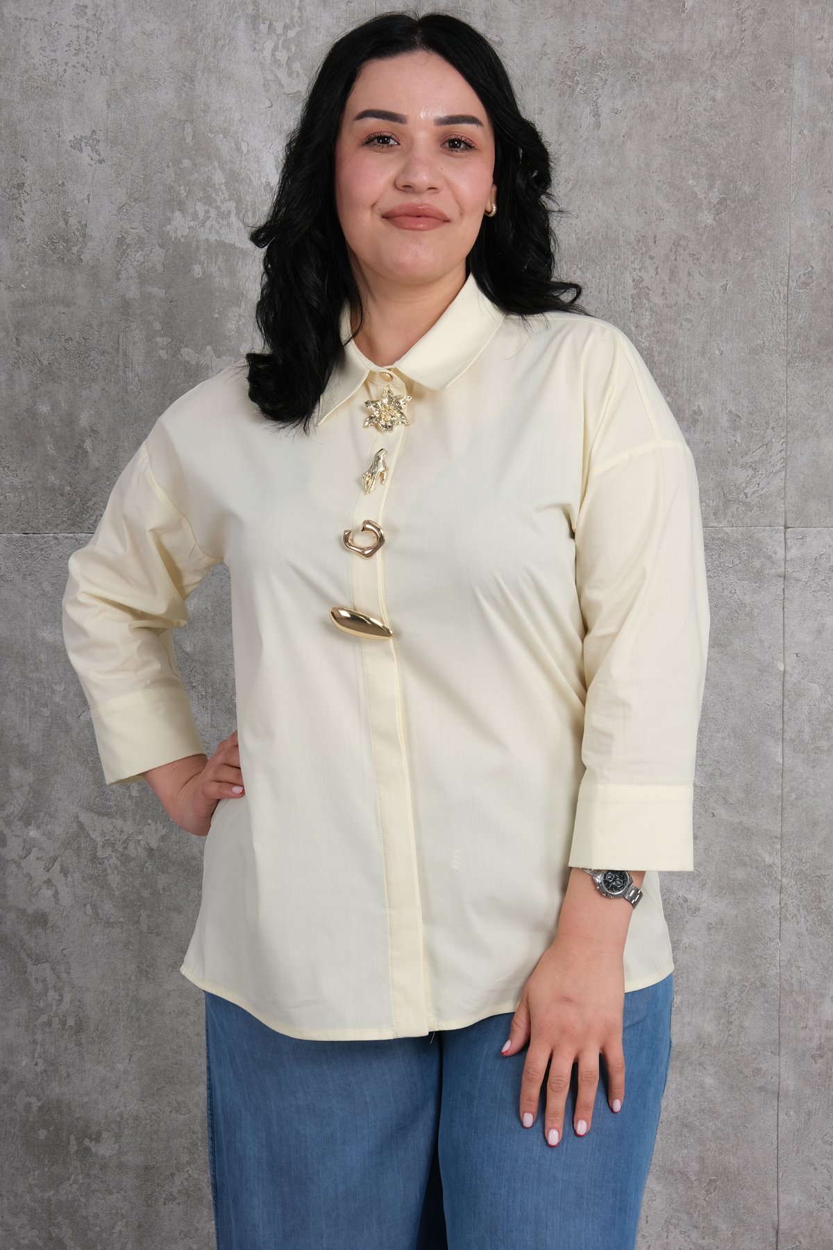 Блузка больших размеров-Желтый