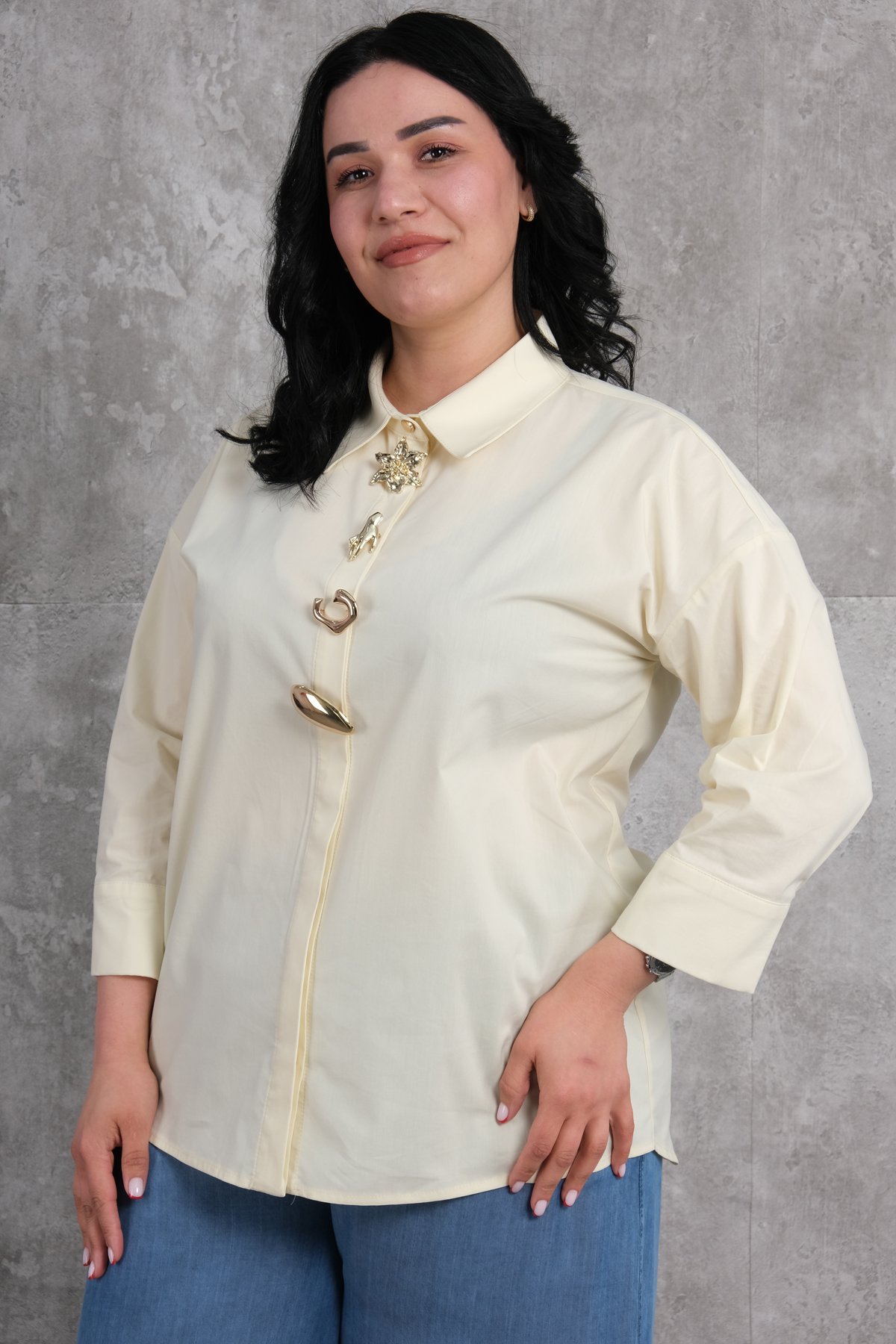 Блузка больших размеров-Желтый