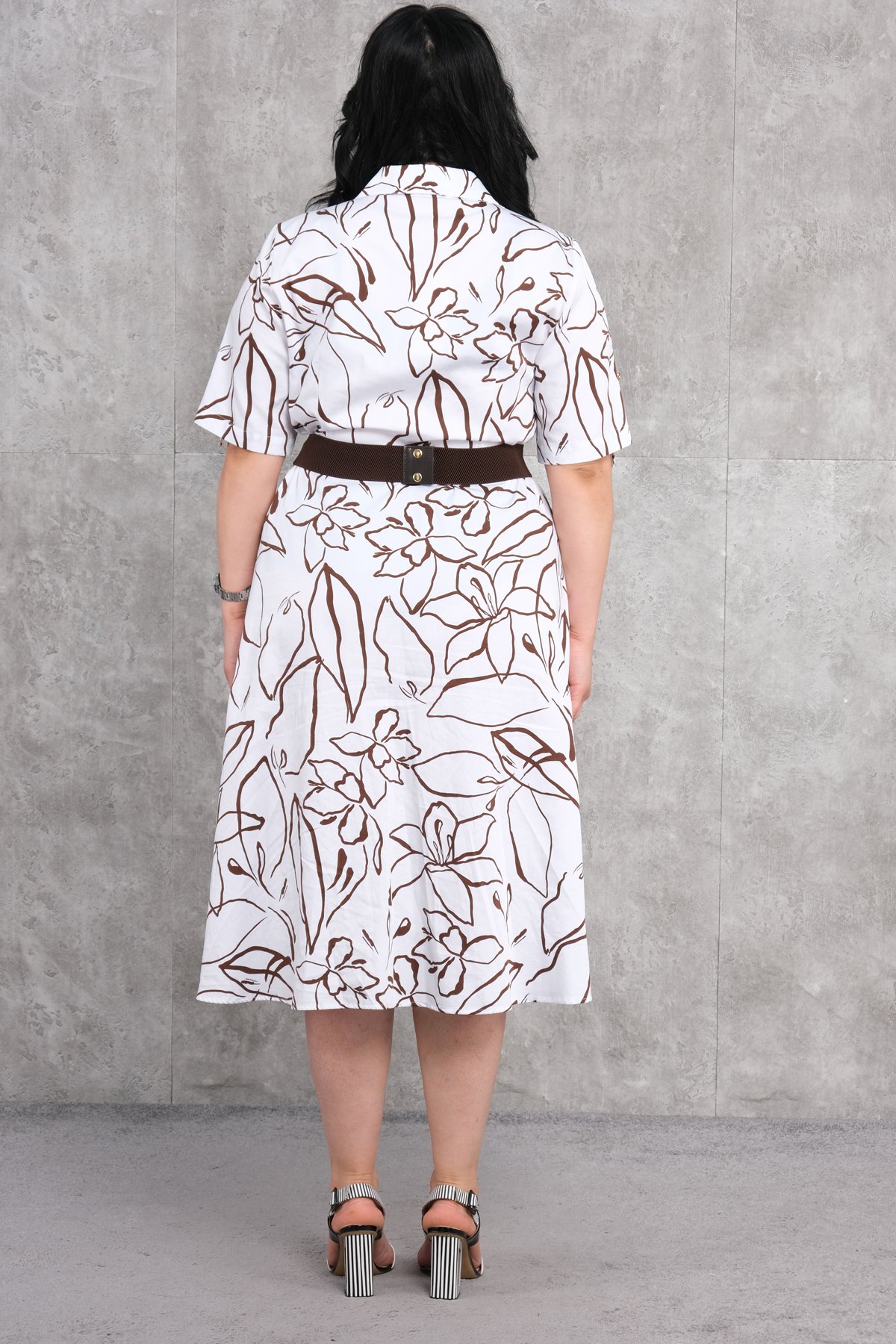 Süper Büyük Beden Elbise-Kahverengi