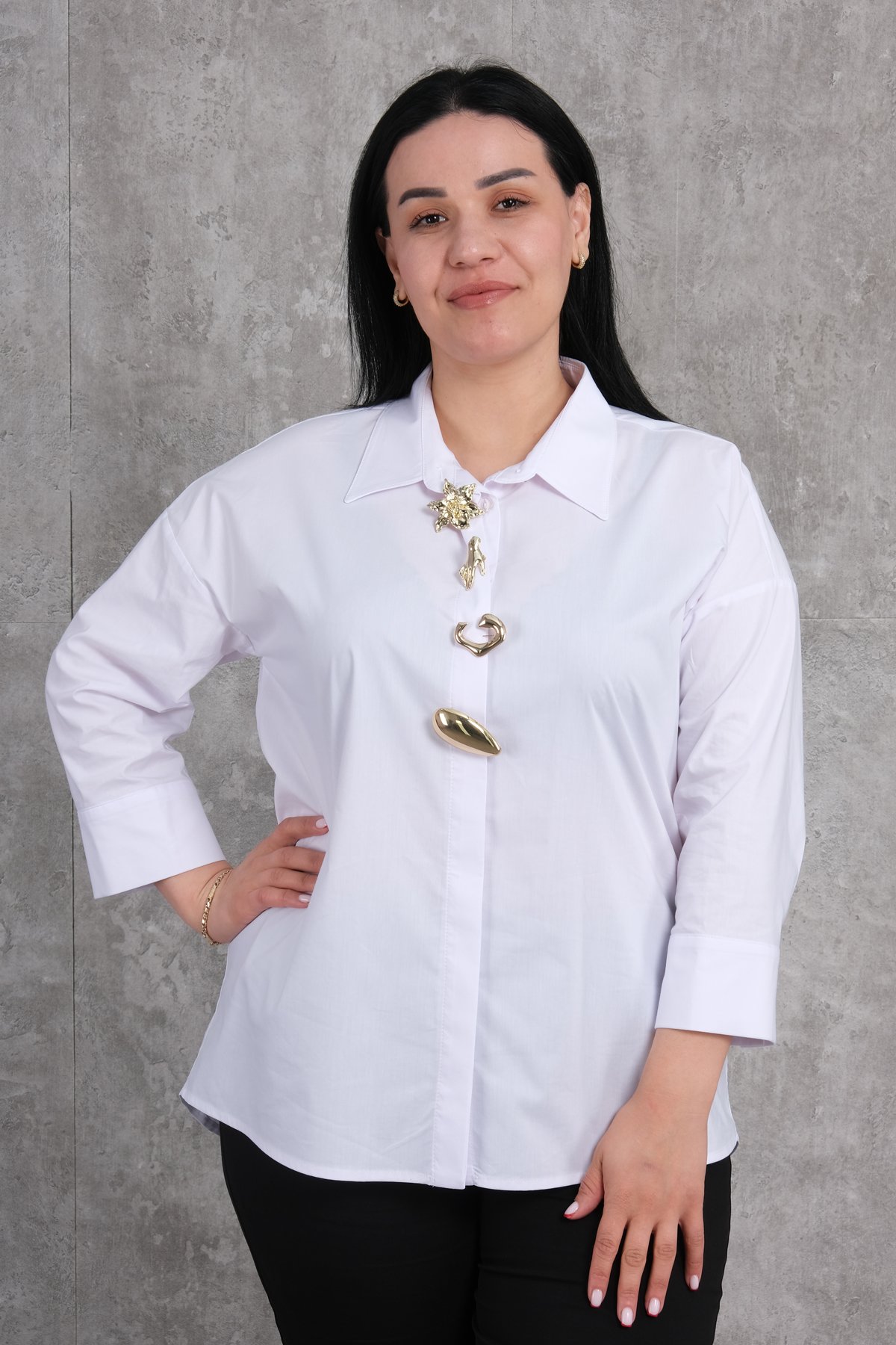 Блузка больших размеров-Белый