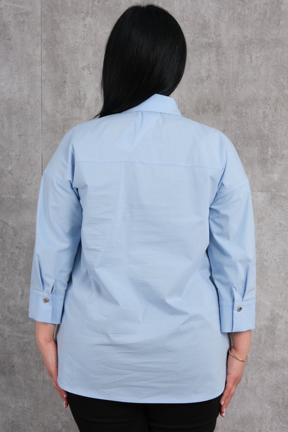 Plus Size Blouse-Blue