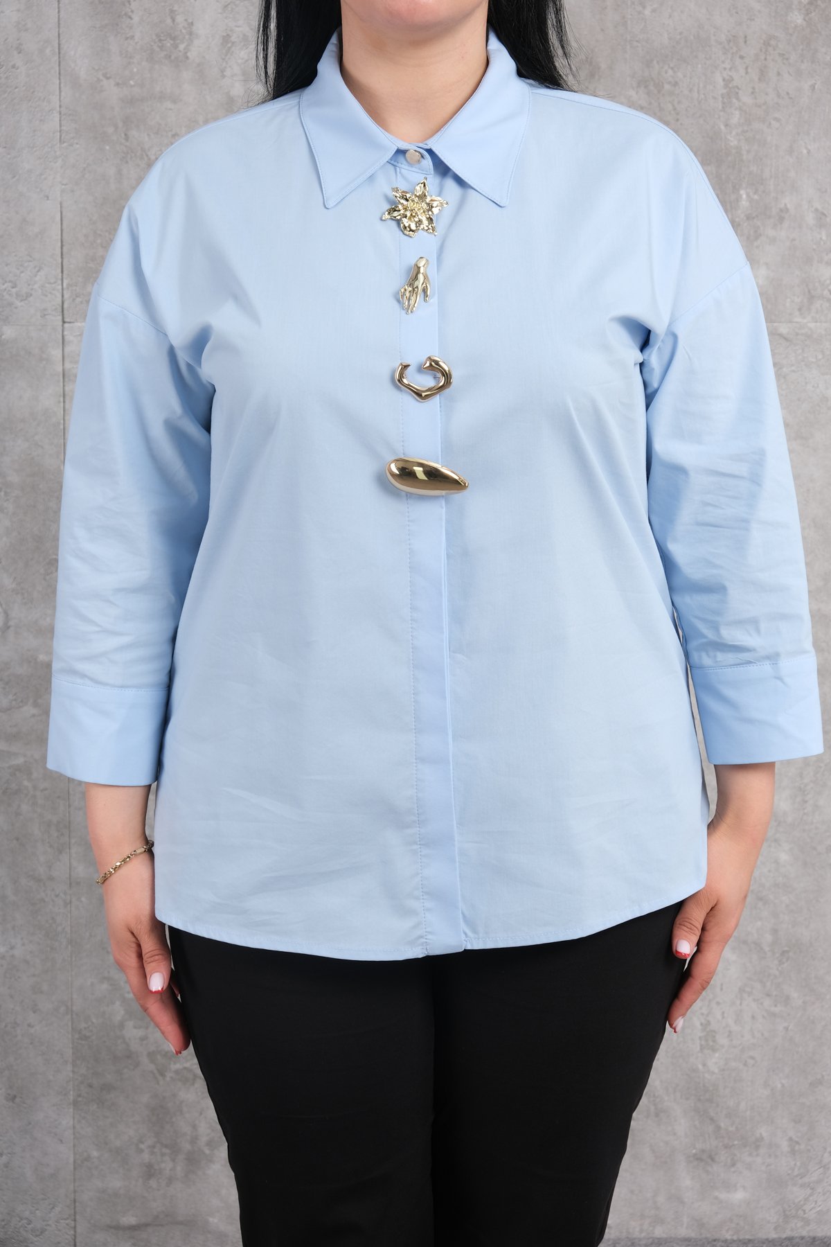 Plus Size Blouse-Blue