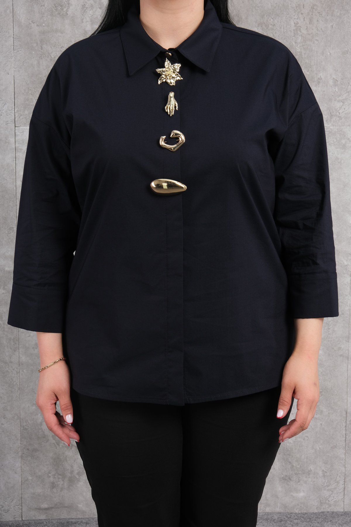 Büyük Beden Bluz-Lacivert