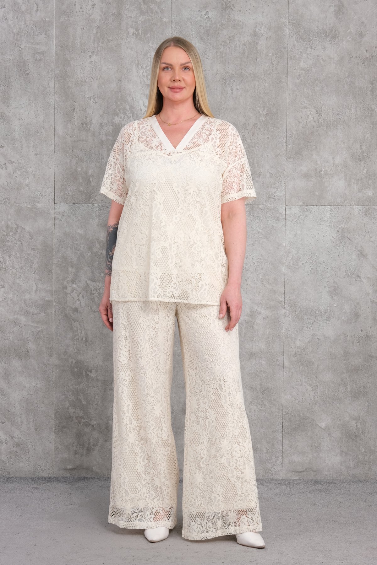 Plus Size Two-Piece Set-Beige