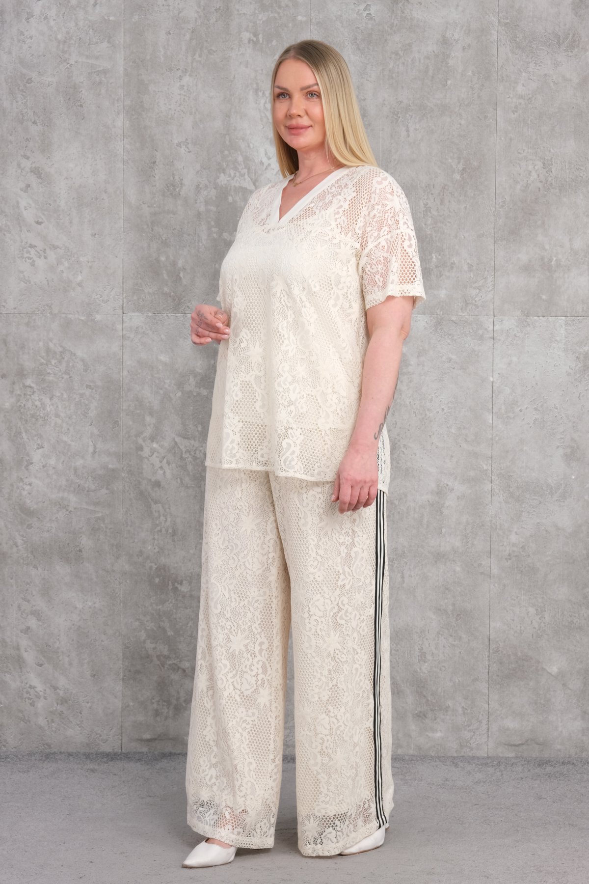 Plus Size Two-Piece Set-Beige