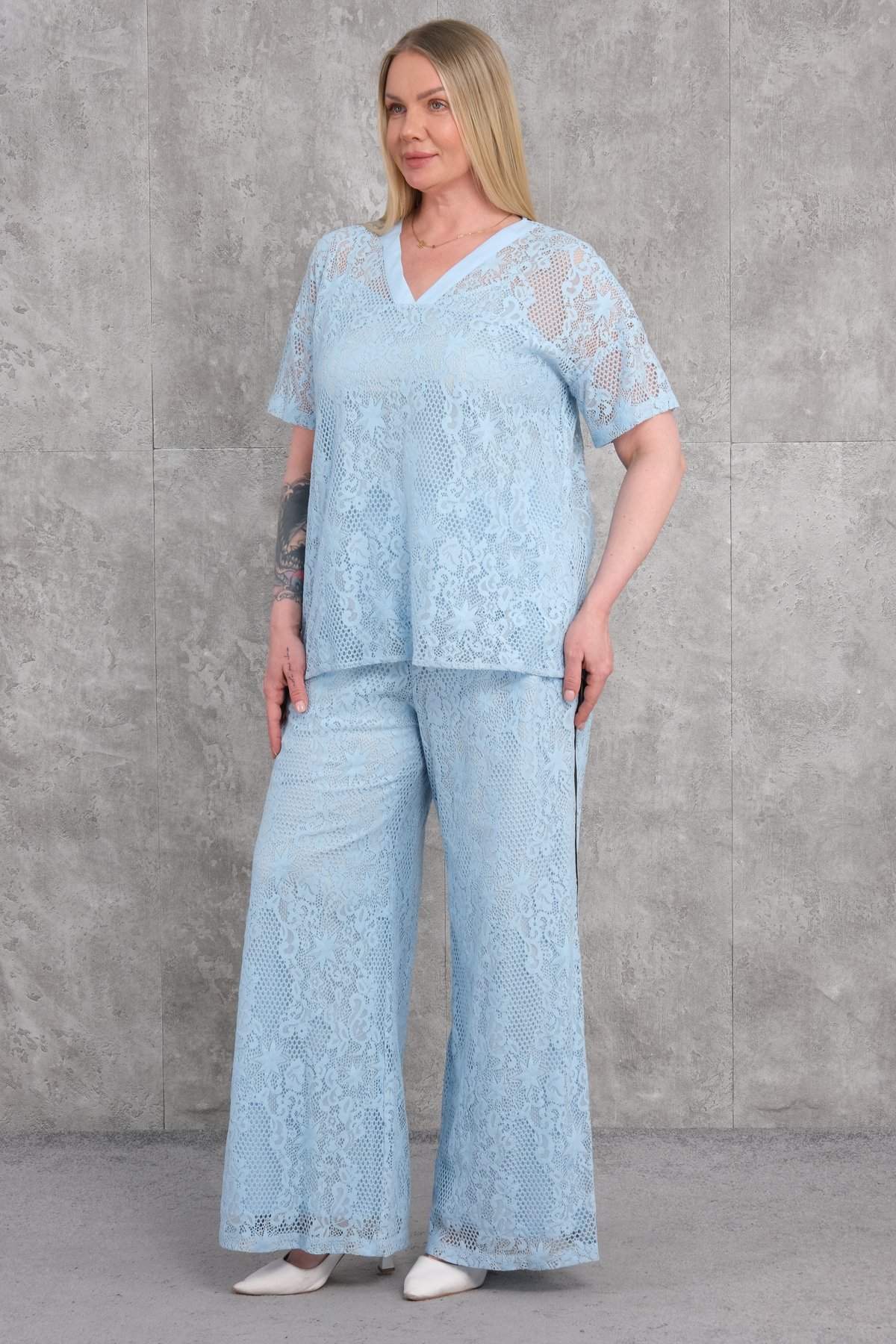 Plus Size Two-Piece Set-Blue