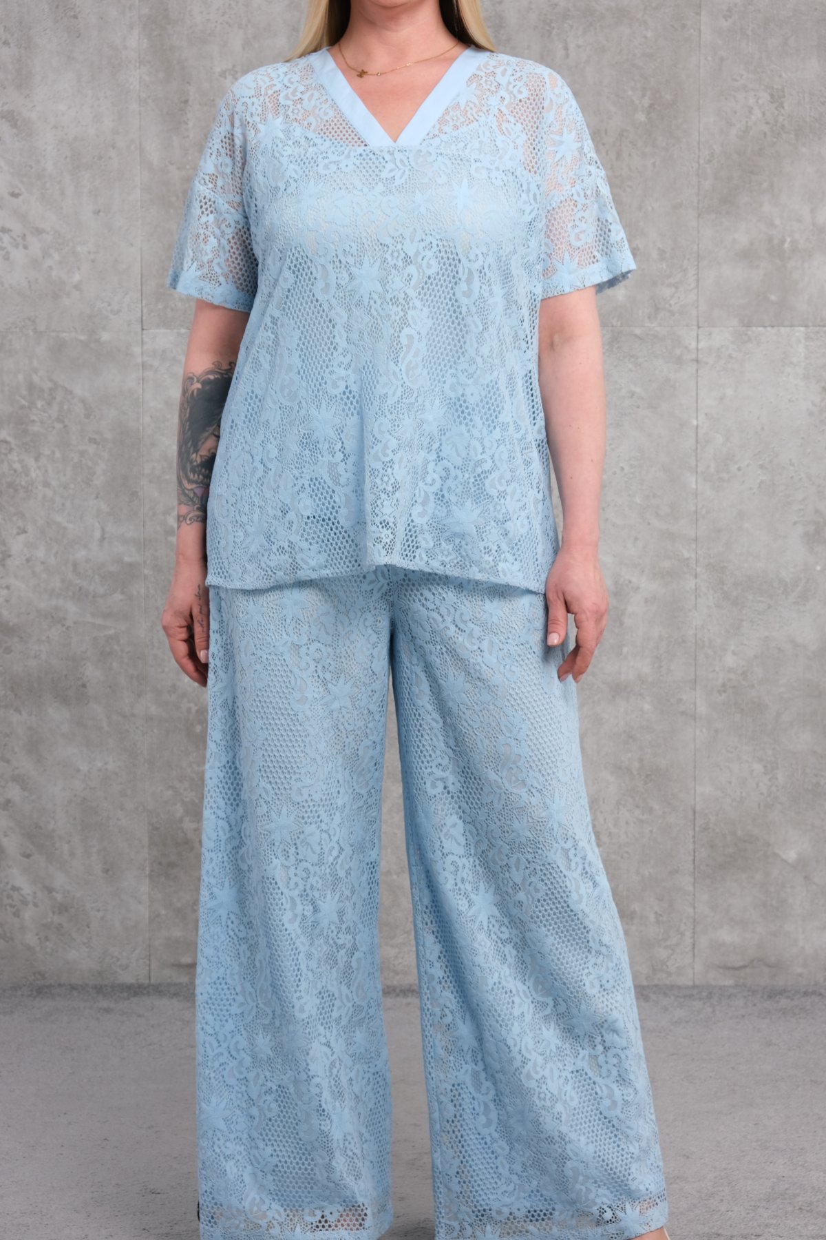Plus Size Two-Piece Set-Blue