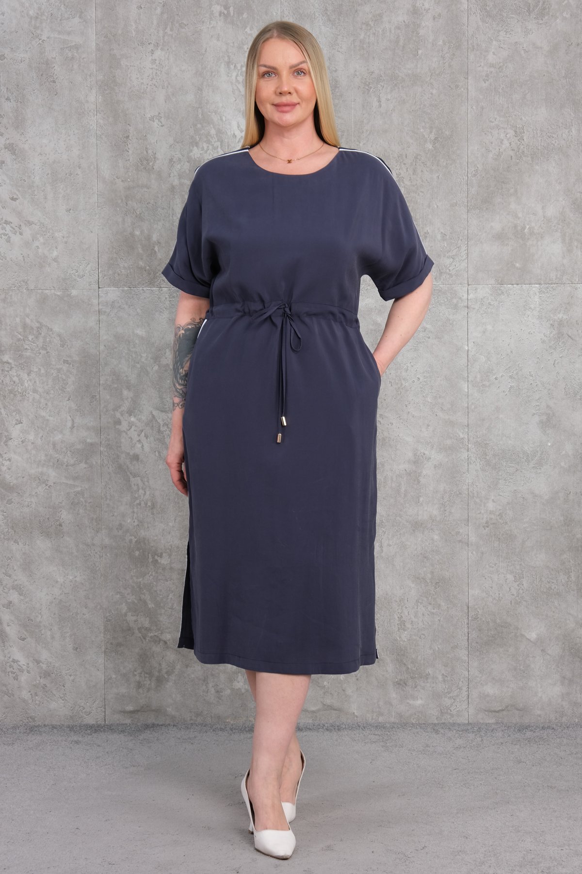 Plus Size Dress-Indigo