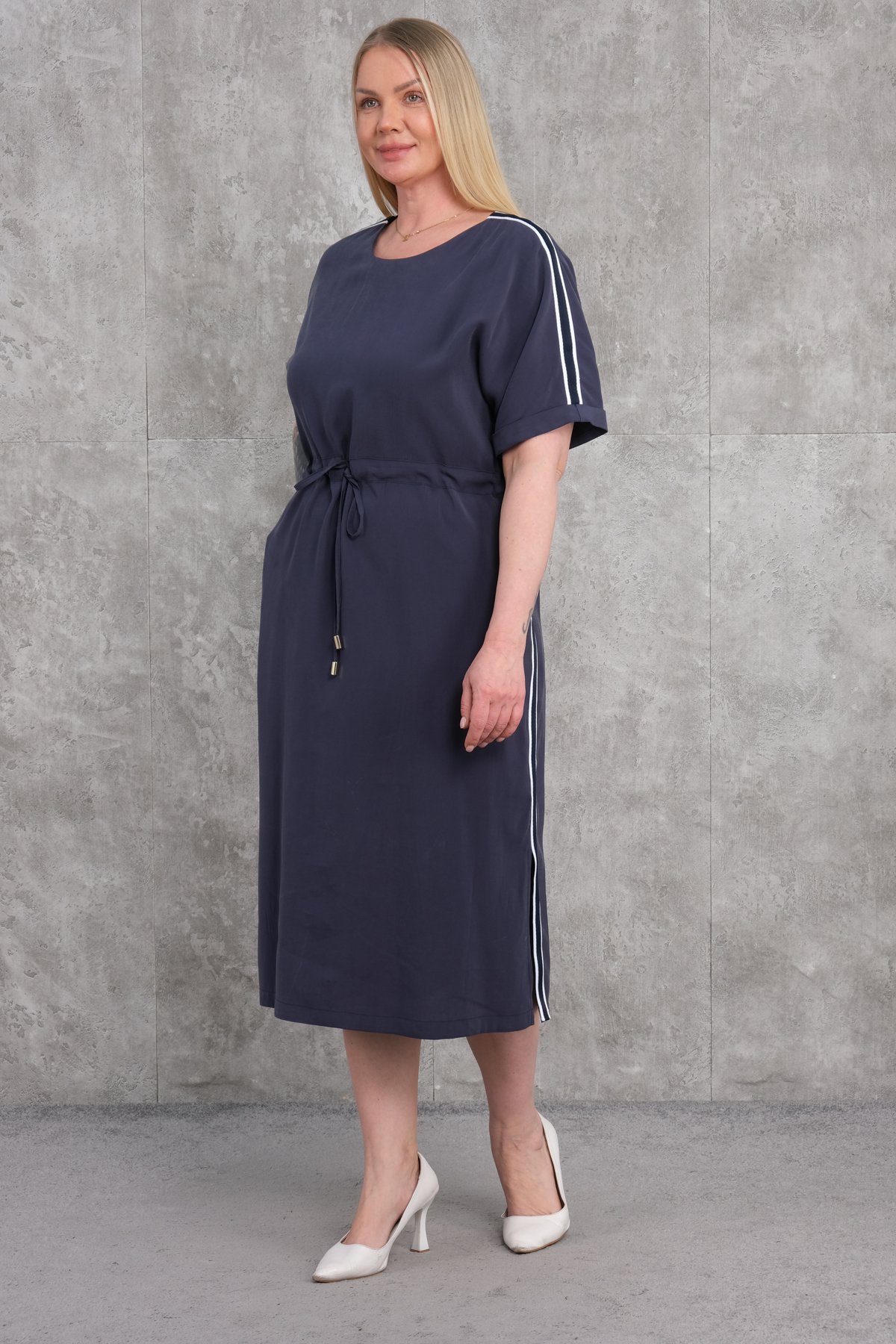 Plus Size Dress-Indigo