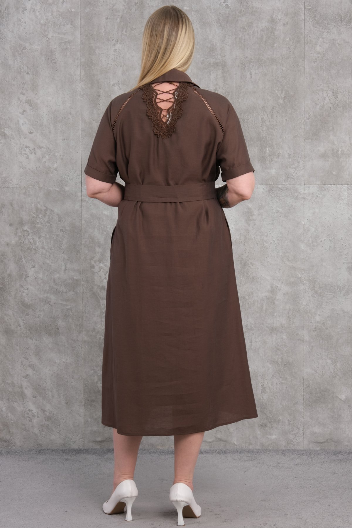 Plus Size Dress-Brown
