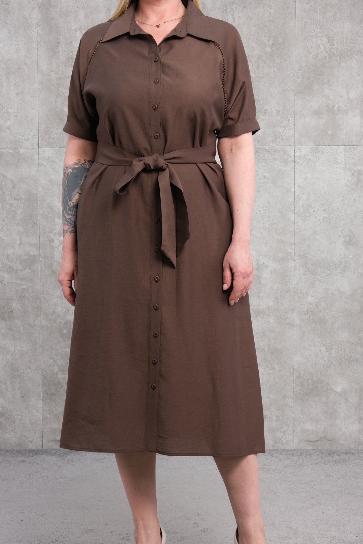 Plus Size Dress-Brown
