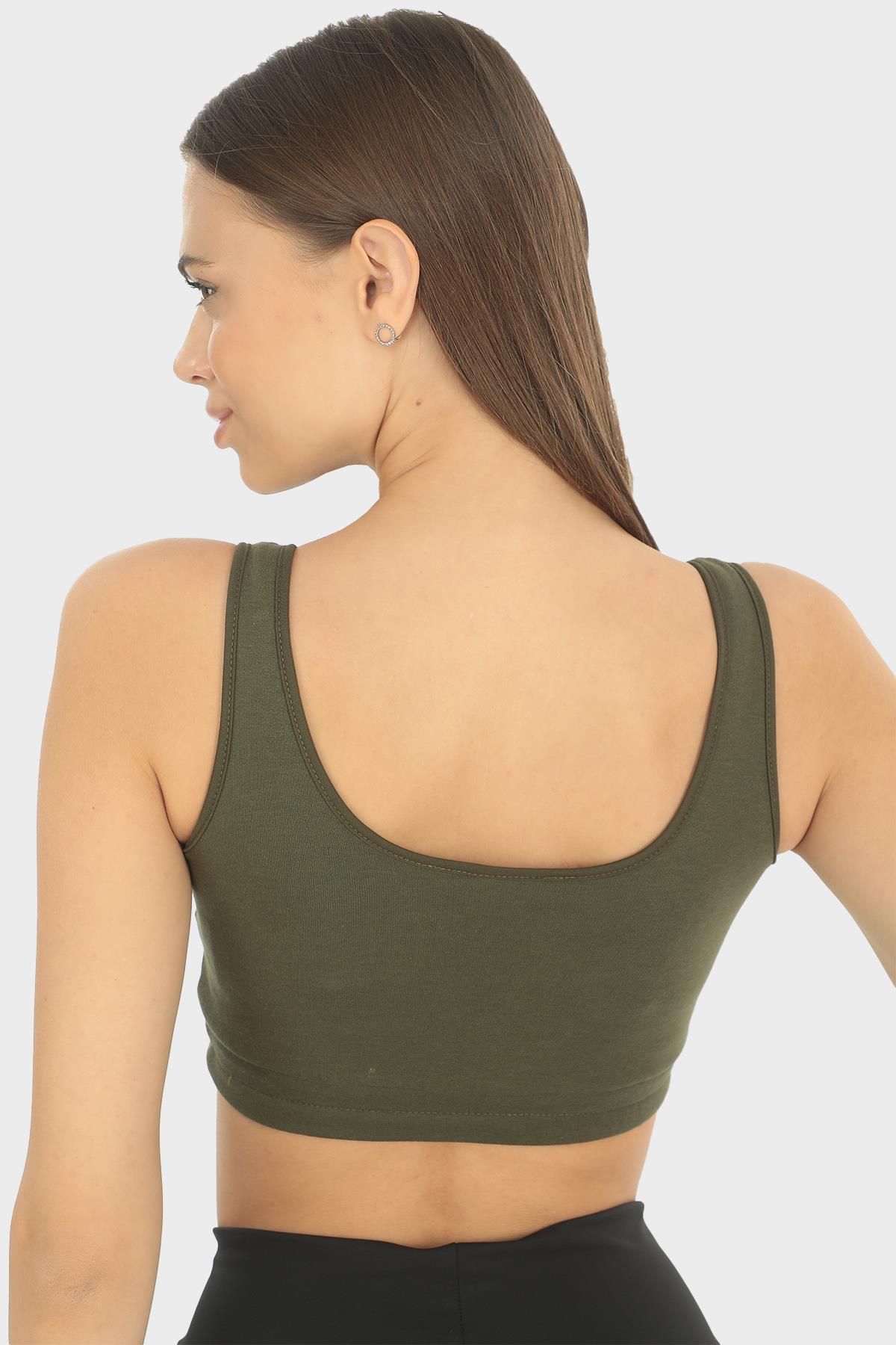 Womens Daily Supported Fitness Crop-Khaki