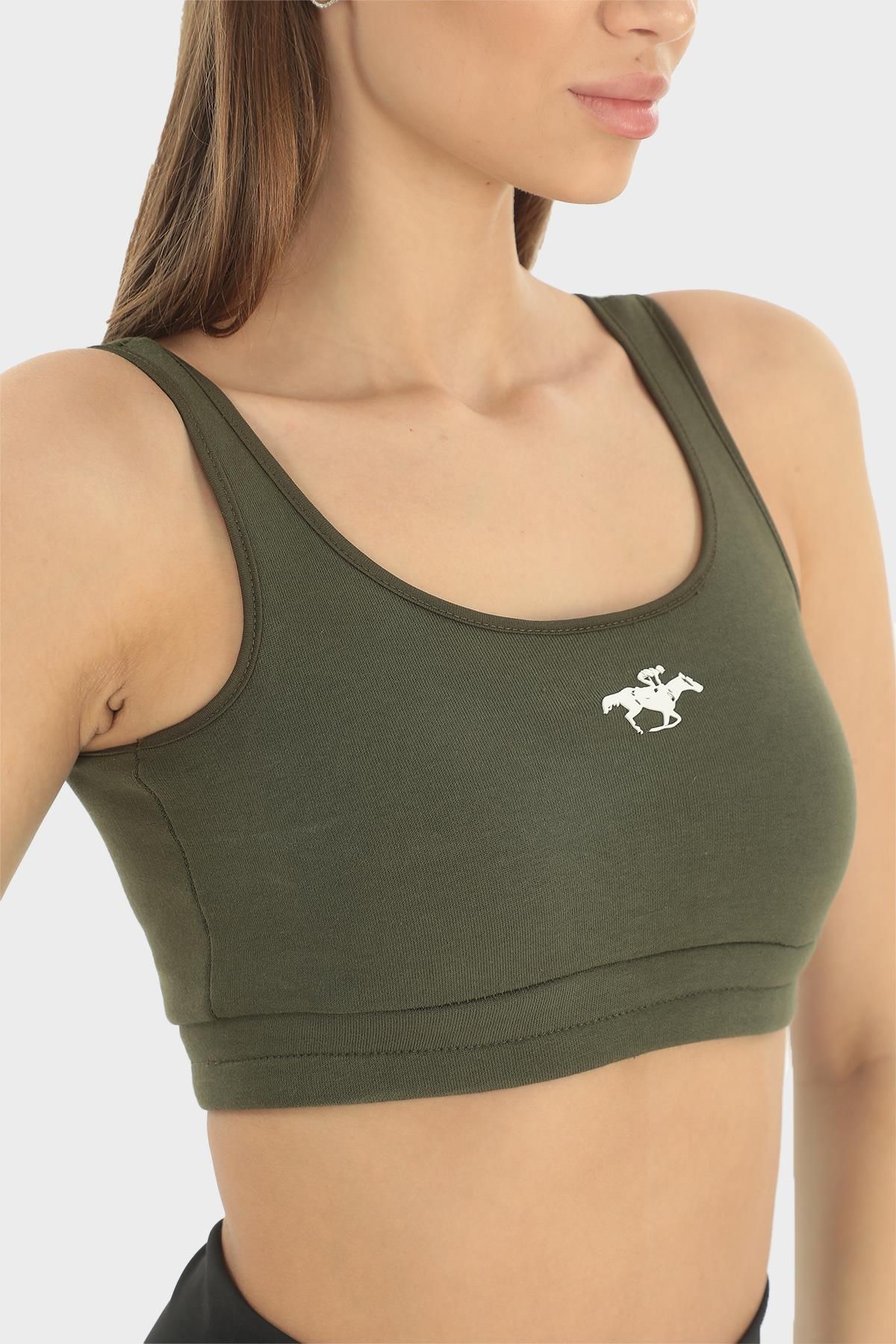 Womens Daily Supported Fitness Crop-Khaki