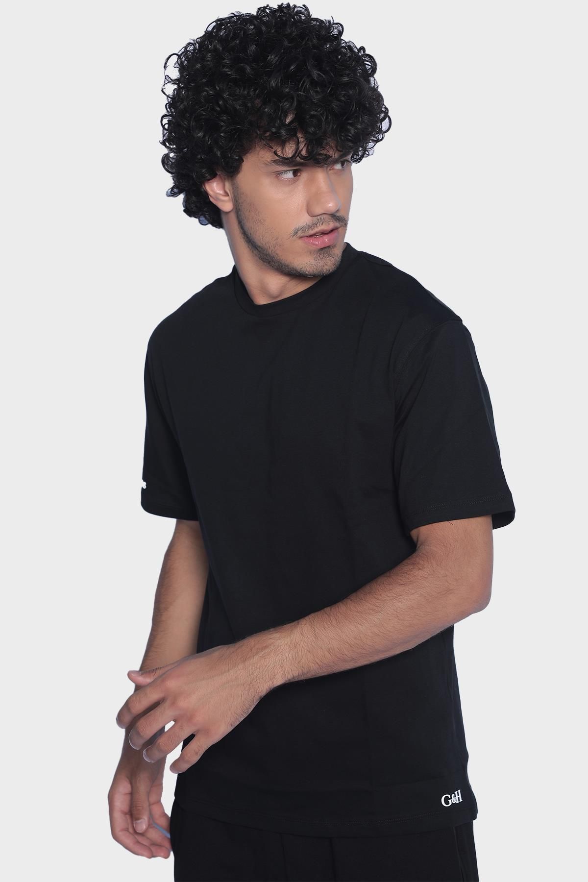 Мужская футболка с круглым вырезом и коротким рукавом - Черный