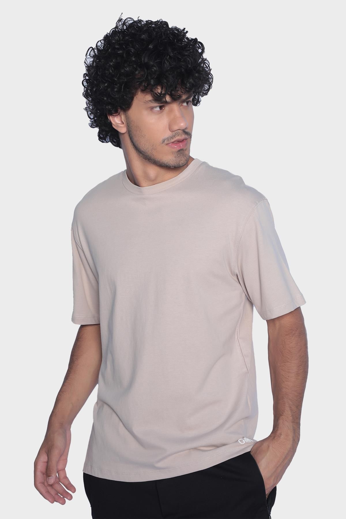 Crewneck short sleeve mens t-shirt - Cream