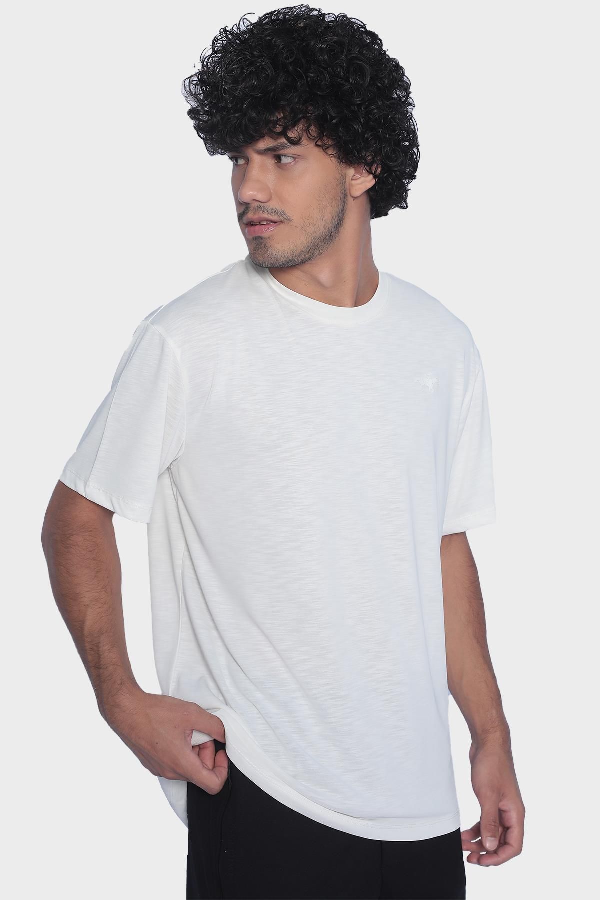 Мужская футболка с круглым вырезом и коротким рукавом - Белый