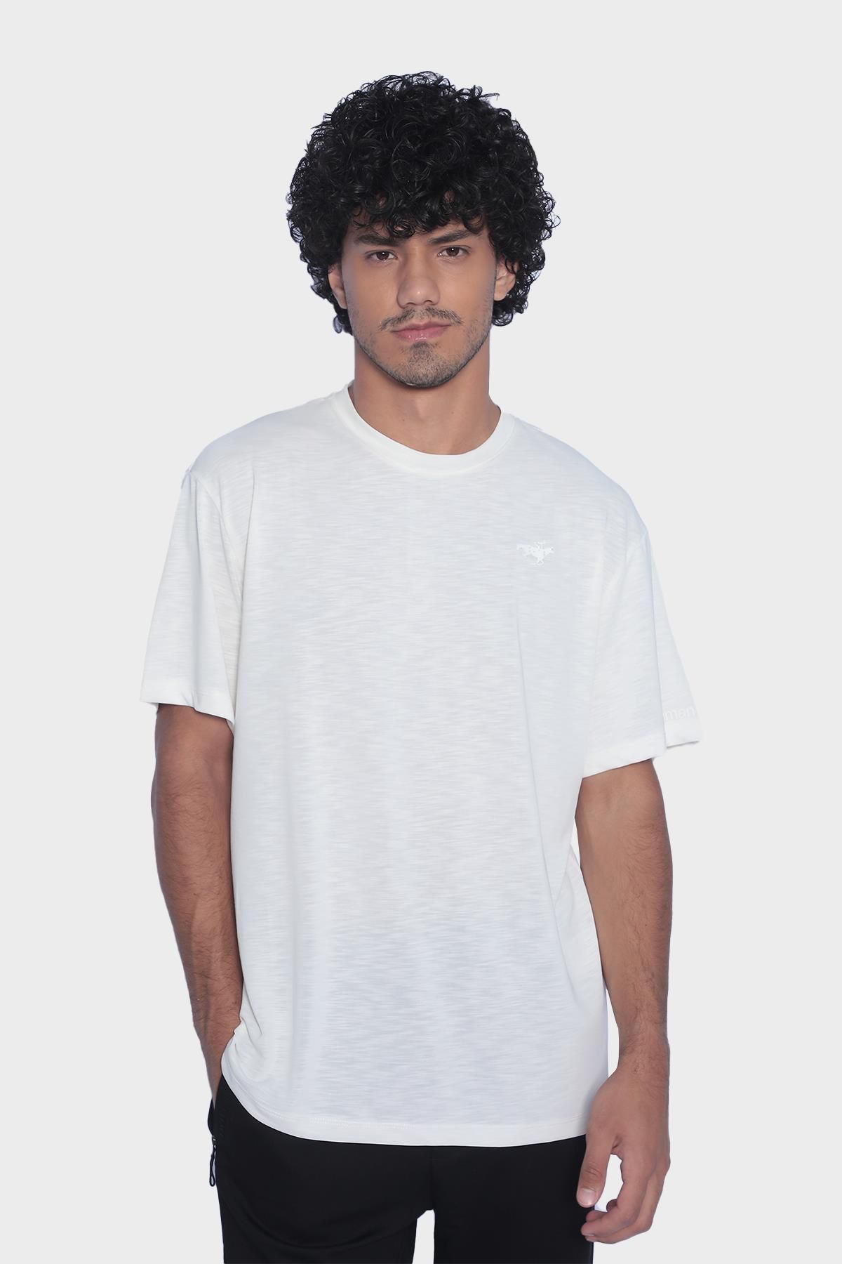 Мужская футболка с круглым вырезом и коротким рукавом - Белый